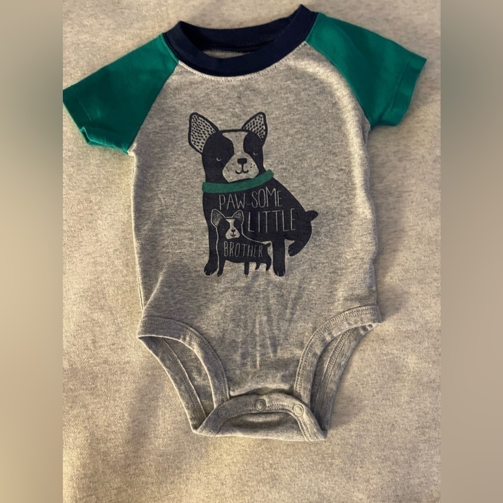 Carter’s | Dog Print Short Sleeve Onesie with pants outfit | 6 mo - Picture 2 of 3